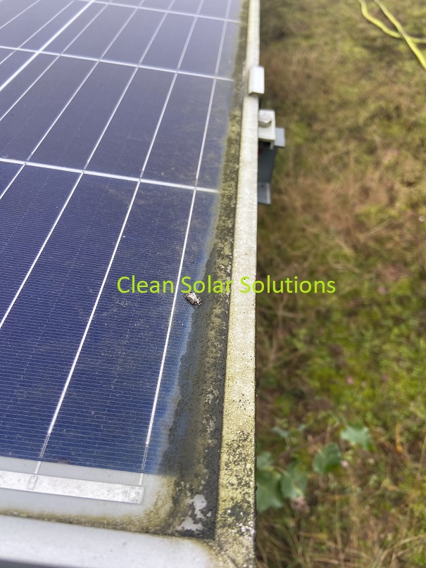 Solar panel in Worksop with dirt along the bottom edge